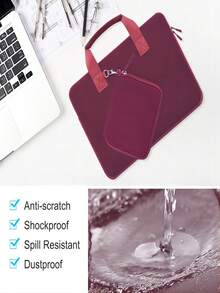 Elastic Laptop Sleeve 12.9-13 Inch Briefcase, Waterproof Laptop Carrying Bag With Handle And Small Case,Multiple Colour - Burgundy - View 4