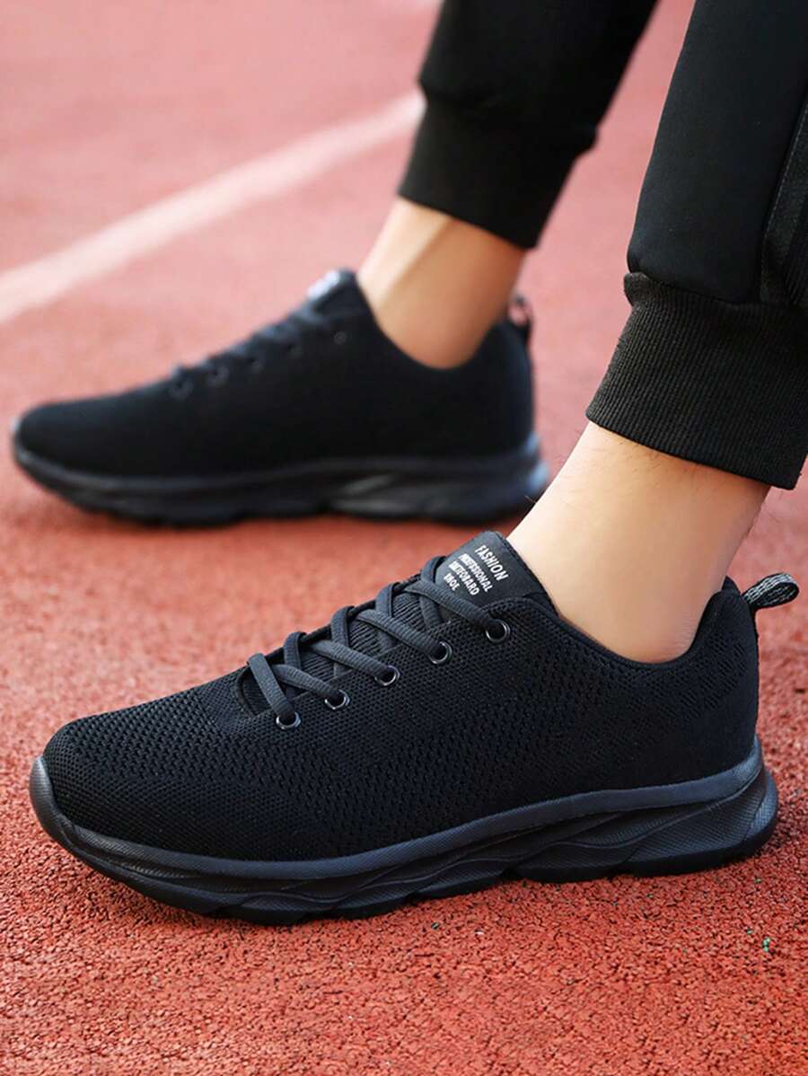 Zapatos Deportivos Ligeros Al Aire Libre Para Hombres Y Parejas, Zapatillas Transpirables Con Cordones - Negro - Ver 1