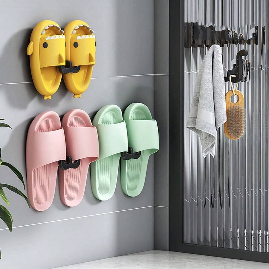 2入組拖鞋掛壁掛鞋架,浴室牆上置物架排水器,涼鞋整理架,免打孔