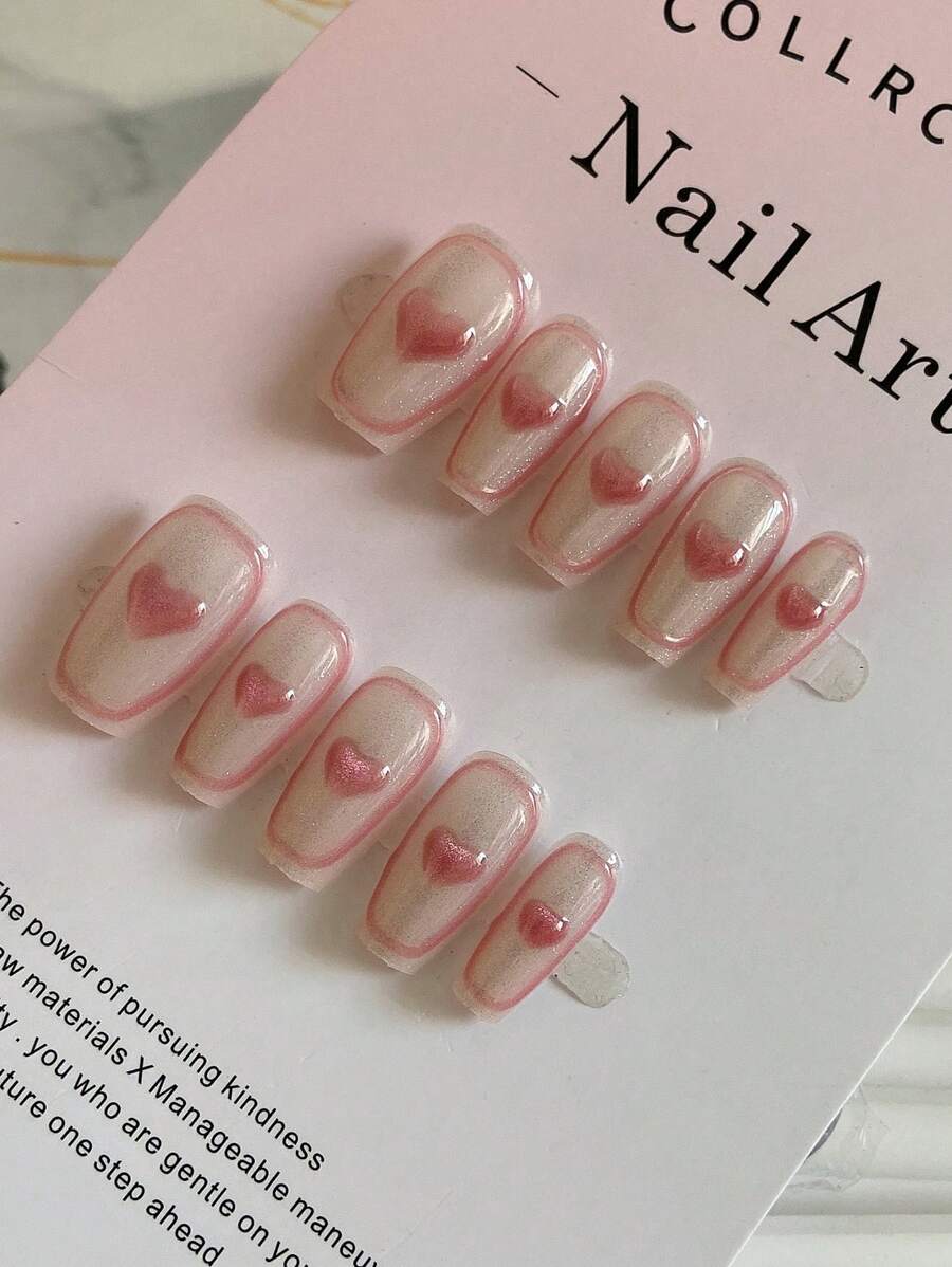 10入組彩虹貓眼手工美甲飾品貼片式指甲膠，美甲用品 - 彩色 - 查看 1