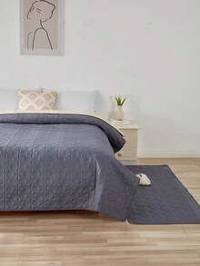 1件純色防水防滑可機洗薄款寵物毯,適合大型、中型、小型貓狗四季睡覺使用 - 深灰色 - 查看 5