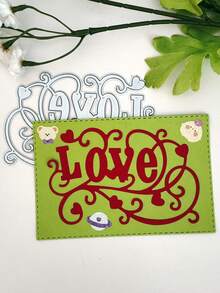 「Love」字形金屬碳鋼切割模具/1入，可壓花的剪貼簿切割模板，適用於DIY剪貼簿、書籤、相冊和卡片裝飾 - 銀色 - 查看 4