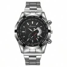 1枚時尚男士鋼帶手錶,休閒商務機械手錶,英式商務男士手錶 - 銀色 - 查看 3