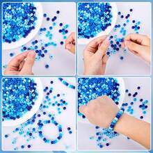 1200顆藍色小馬珠純色漸變款手工膠珠,4種混合顏色分隔珠,適用於diy手工藝品,手鍊,項鍊以及做頭髮辮子飾品 - 藍色 - 查看 2