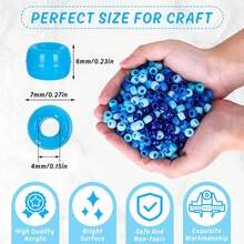 1200顆藍色小馬珠純色漸變款手工膠珠,4種混合顏色分隔珠,適用於diy手工藝品,手鍊,項鍊以及做頭髮辮子飾品 - 藍色 - 查看 3