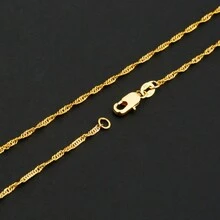16-30 "Trang Sức 1*2 Mm Mạ Bạc 925 "Sóng Nước" Dây Chuyền Vòng Cổ Mặt Dây - vàng 2mm - Xem 2