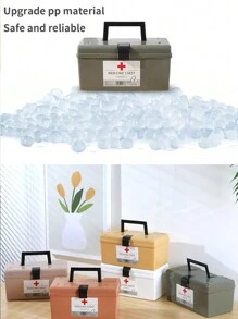 1 bộ dụng cụ sơ cứu mini gia đình bằng vật liệu PP, hộp đựng thuốc gia đình dung tích lớn, hộp đựng thuốc cấp cứu cho trẻ em có nắp đậy - trắng - Xem 6