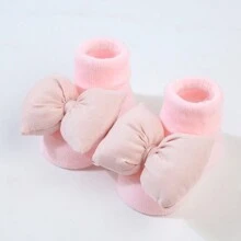 1 đôi Sơ sinh Em bé Vớ Chống trượt Nút bướm Vớ Đối với Học tập Đến - Màu Hồng baby - Xem 2