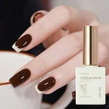 1pc Deep Brown Gel Nail Polish 15ML Soak Off Glitter Gel Polish For All Seasons - Home Salon Nail Art DIY - 摩卡棕 - 查看 2