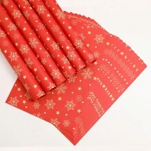 10pcs/Pack Christmas Wrapping Paper Snowflake Print, 50cm X 70cm, Suitable For Festival Party Gift Wrapping Decoration, Christmas