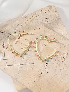 1 Pair Of Fashionable And Simple Colorful Geometric Love Metal Earrings Suitable For Daily Wear By Women - Love - View 3