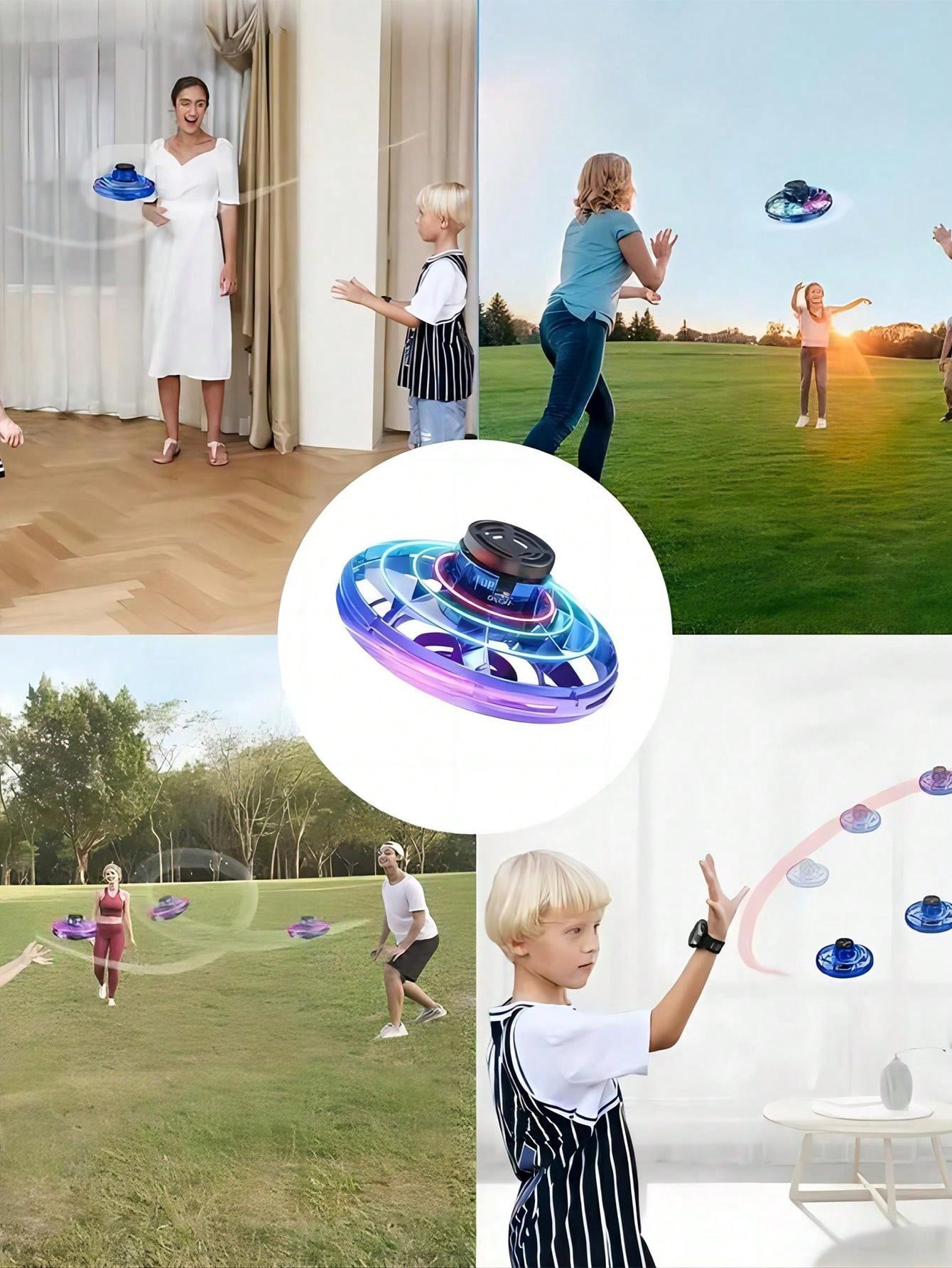 1PC Blue Flying Fingertip Gyroscope Children's Puzzle Toy, Flying Suspended Colorful Glow