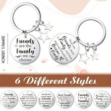6 Pieces Friendship Keychain Gifts, Best Friend Inspirational Keychain, Friendship Jewelry Appreciation Keychain - Silver - View 3