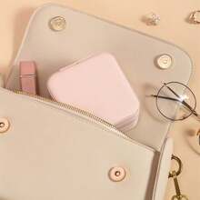 珠寶盒和收納盒,便攜式珠寶收納盒,pu皮革旅行珠寶收納盒,可存放戒指、耳環、手鍊、項鍊和手表 - 粉色 - 查看 5