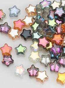 50pcs/Pack 8mm Center Hole Electroplated Glass Pentagram Beads, DIY Jewelry Accessories For Necklace, Bracelet, Earrings