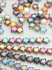 50pcs/Pack 8mm Center Hole Electroplated Glass Pentagram Beads, DIY Jewelry Accessories For Necklace, Bracelet, Earrings