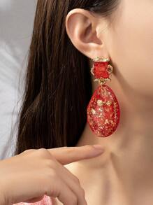 1pair Vintage Minimalist Exaggerated Elegant Polyresin Oval Shaped Earrings For Women Party, Wedding, Travel, Shopping Accessory - Blue - View 6