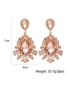 juran 1 Par Pendientes Colgantes De Forma De Gota De Vidrio Y Strass