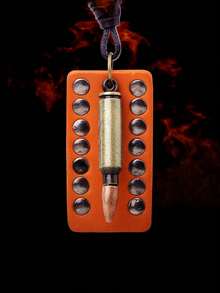 1 Miếng Cá nhân hóa Đạn Hình dạng Đinh tán Trang trí Phong cách Vintage Da Vòng cổ mặt dây chuyền - Màu Khaki - Xem 3