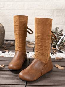 Của phụ nữ Đúng mốt Đen Giày ống Với Đế cao su , Ánh sáng Và Ấm áp Đối với Mùa Thu /đông , Hơn Nút bướm Đồ trang trí - Lạc đà - Xem 2