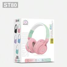 1 Pc Pink Gradient High-End T Headband Personalised Seven Colours Luminous Wireless Sports Headphones - Pink - View 4