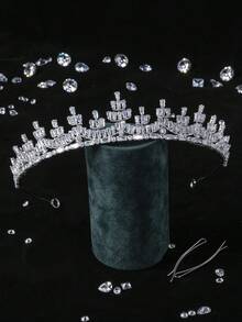1個豪華的全鑲鑽新娘皇冠,適用於派對、婚禮、晚會、禮物或任何時尚髮飾