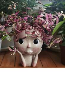 1只娃娃造型多肉植物盆栽,落地式,具有創意雕塑品味,戶外花園裝飾擺件