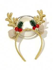 2入組聖誕節發箍,鑲有閃爍鹿角和鈴鐺,適用於派對裝飾和女士髮飾