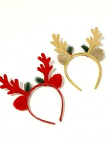 2入組聖誕節發箍,鑲有閃爍鹿角和鈴鐺,適用於派對裝飾和女士髮飾