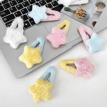 2pcs Plush Five-pointed Star Hair Clips - Multicolor - View 4