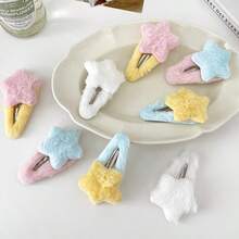 2pcs Plush Five-pointed Star Hair Clips - Multicolor - View 2
