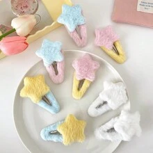 2pcs Plush Five-pointed Star Hair Clips - Multicolor - View 1