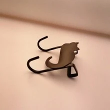 Cat Design Bar Double Hooks For Convenience - Black - View 2