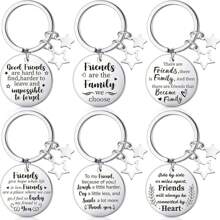 6 Pieces Friendship Keychain Gifts, Best Friend Inspirational Keychain, Friendship Jewelry Appreciation Keychain - Silver - View 1