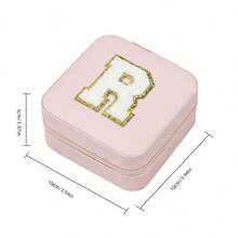 1個豪華時尚的pvc皮革字母刺繡毛巾收納盒,適用於女士珠寶 - 粉紅色R - 查看 5