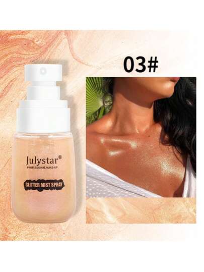 Julystar هايلايتر سائل باللون الذهبي الشامبين 50مل مع جسيمات لامعة،رائحة ورذاذ، لتحديد ملامح الوجه والجسم