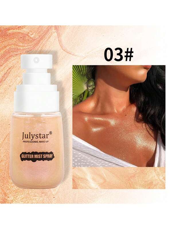 Julystar 50ml Champanhe Ouro Realçador Líquido Com Partículas Brilhantes, Fragrância E Spray, Para Contorno Do Rosto E Corpo