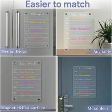 13'' Trong sáng Hàng tuần Bữa ăn Người dự định Từ tính Acrylic Tấm bảng Đối với Tủ lạnh Với 8 Điểm đánh dấu - Màu trong suốt - Xem 3