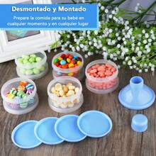 Dispensador de Leche en Polvo Portátil,5 Capas Dispensador Leche en Polvo de Apilable de Dosificador,Alta Capacidad Adecuado para Leche en Polvo,Dulce,Frutas - Azul - Ver 5