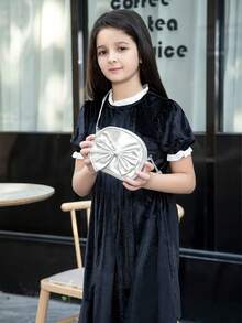 1pc Cute Princess Metal Bowknot Mini Crossbody Bag For Girls, Suitable For Daily Use - Silver - View 3