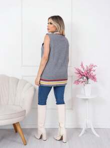 Women Sweater Vests - 軍綠色 - 查看 4