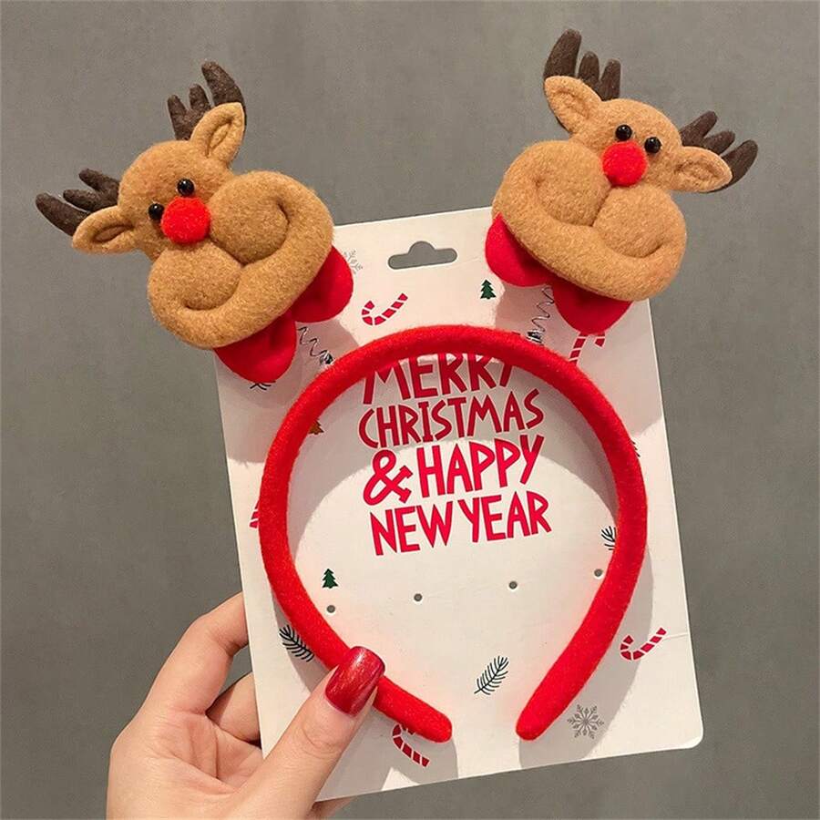 聖誕節發帶髮飾，聖誕老人、雪人、鹿角、蝴蝶結髮夾，節日禮物，派對裝飾，女孩、兒童Cosplay頭飾