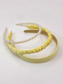 3-Piece Set Of Multi-Color Matching Headbands, Three Different Styles Of Headbands, Tidying Up Hair While Washing, Arranging Broken Hair For Daily Hair Accessories, Matching Hair Clips For Travel, Matching Clothing For New Year's And Parties, And Matching Hair Accessories For Clothing As Gifts Valentine's Day Couples As A Gift Hair Accessories - Yellow - View 5