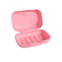 1 件便携式旅行香皂盒，旅行密封防水香皂架，带盖和锁，纯色塑料香皂盒，香皂收纳盒，浴室用品青少年礼物旅行必需品旅行收纳袋，适合海滩暑假返校学校用品假日露营假日必需品配件迷你女士香水男士香水香水瓶 - 粉色 - 查看 3