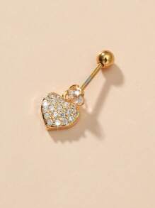 1pc Heart Shaped Zirconia Stainless Steel Ear Studs, Simple And Exquisite Style - Silver - View 3