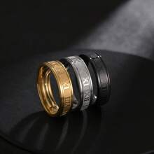 1個男士羅馬數字不銹鋼戒指,個性化流行的鈦鋼珠寶,極簡風格6mm