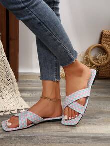 Của phụ nữ Đúng mốt Đế phẳng Giải trí Nhà  Ngoài trời Dép xăng đan Và Dép đi trong nhà Chất vải - Nhiều màu - Xem 2