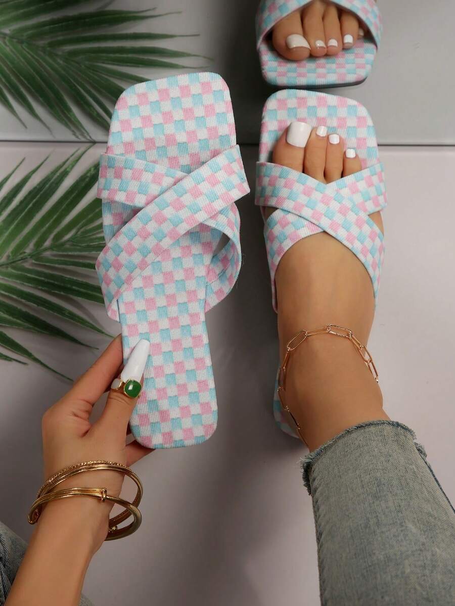 Của phụ nữ Đúng mốt Đế phẳng Giải trí Nhà  Ngoài trời Dép xăng đan Và Dép đi trong nhà Chất vải - Nhiều màu - Xem 1