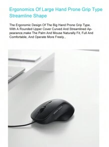 Rapoo 雷柏 N500 黑色有線光電滑鼠,商務辦公即插即用,4 級 Dpi 可調,防滑設計 1.8m 線纜 Usb - 黑色 - 查看 2