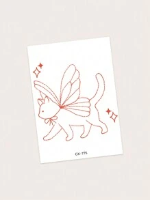 1pc Water-washable Temporary Tattoo Sticker Pvc Cute Cat Wing Waterproof & Sweatproof For Fashionable People's Daily Use - Rust - View 2